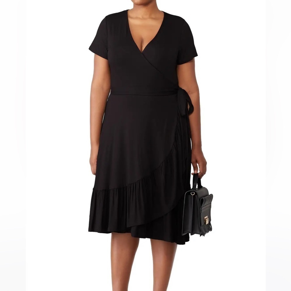 ELOQUII Ruffle Hem Wrap Dress